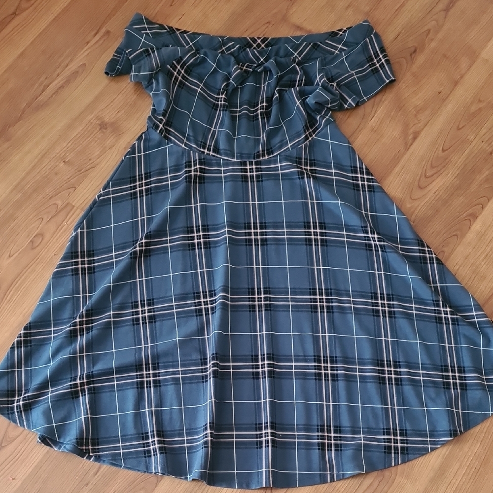Torrid Off Shoulder Plaid Dress